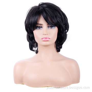 Wholesale Pixie Cut Short black Brown Synthetic Wigs For women Very Synthetic Black Natural Color Hair Wig
